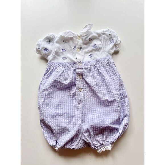 Vintage Girl's JUST CHUCKLES Purple Embroidered Butterfly One Piece, Size 24M - Picture 6 of 14